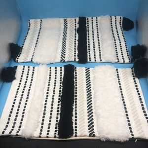 2 blue page Boho Pillow Covers Black Cream White Modern Farmhouse Rectangle NWOT